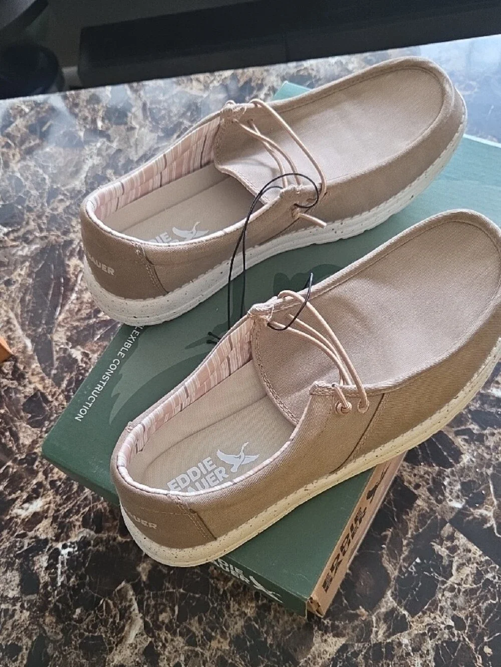 Eddie Bauer Men’s Tan Canvas Slip-On Loafers